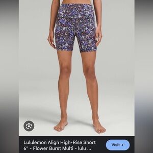 Lululemon athletica align floral burst 6inch biker shorts